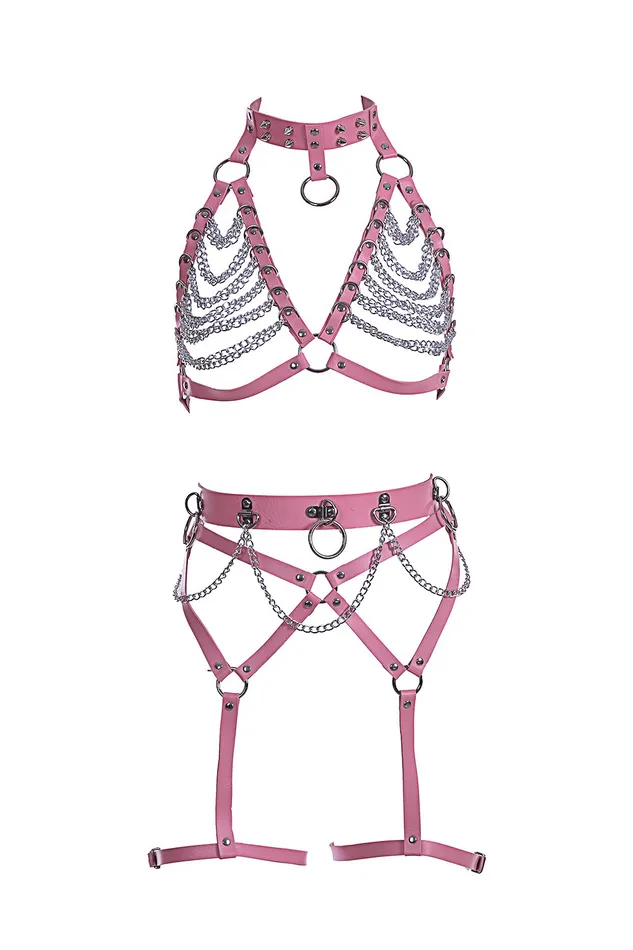Earrings THE LUMi SHOP Miss Pink Vegan Leather Harness Set 3 pcs