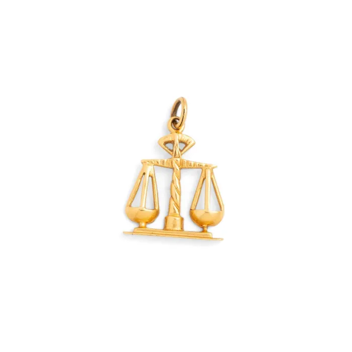 Earrings Vintage Libra Scales 14K Gold Zodiac Charm