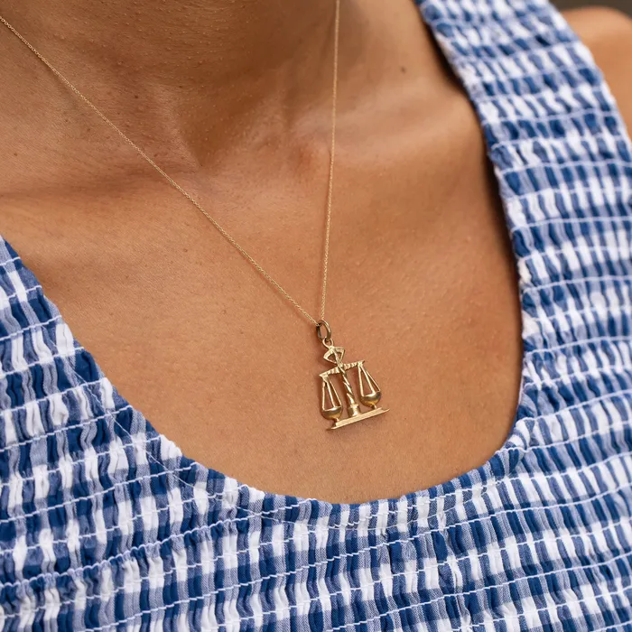 Earrings Vintage Libra Scales 14K Gold Zodiac Charm
