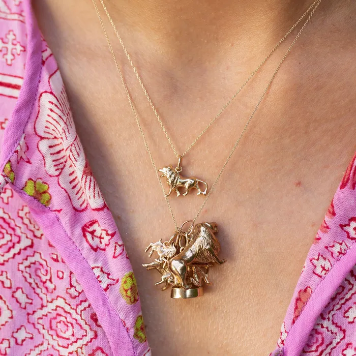 Earrings Vintage Lion 14k Gold Leo Zodiac Charm