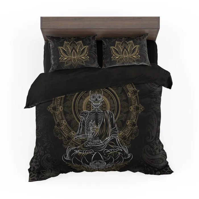 Earrings Zapps Clothing Skullistic Zen Meditating Skeleton Duvet Cover Set