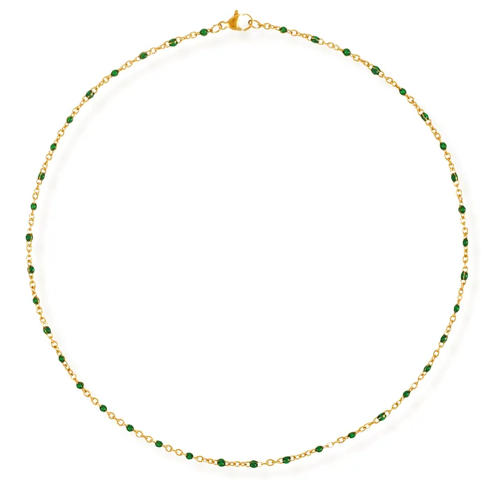 Ellie Vail Necklaces Evie Green Dainty Enamel Beaded Necklace