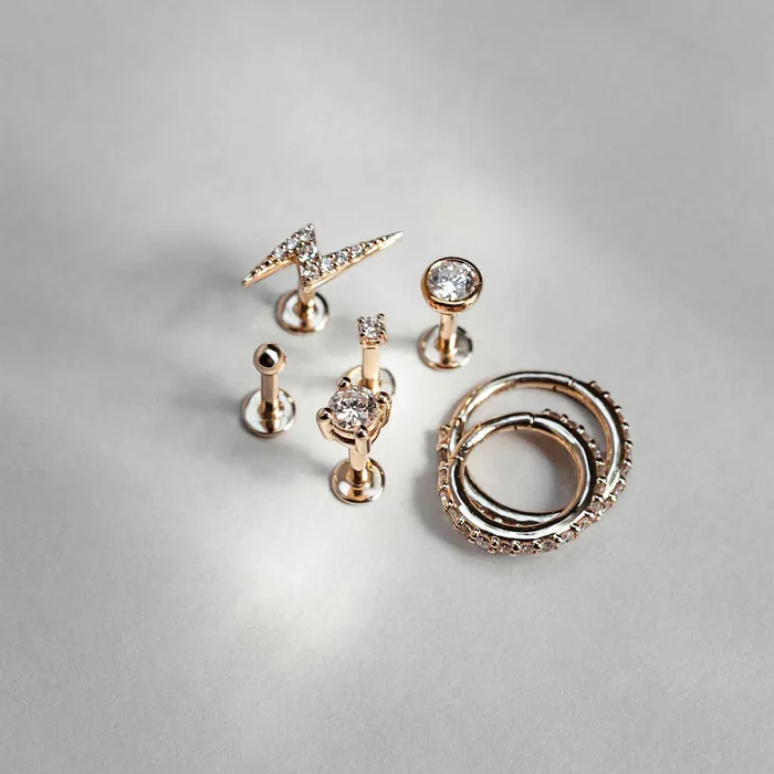 fejn PWD Earrings tiny helix stud solid gold