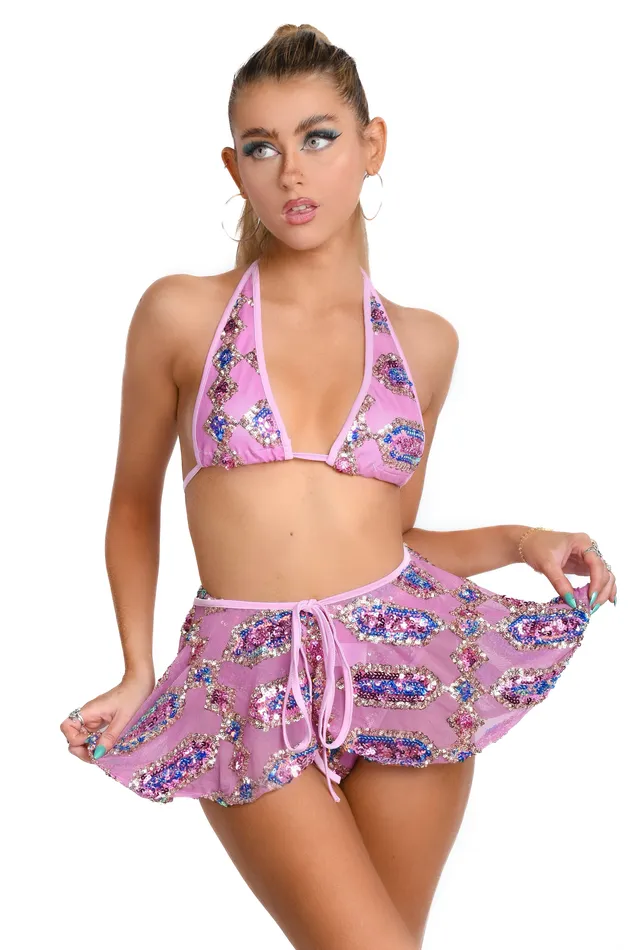 FULL OUTFIT Rose Quartz Goddess Sequin Set 3 pcs THE LUMI SHOP Earrings
