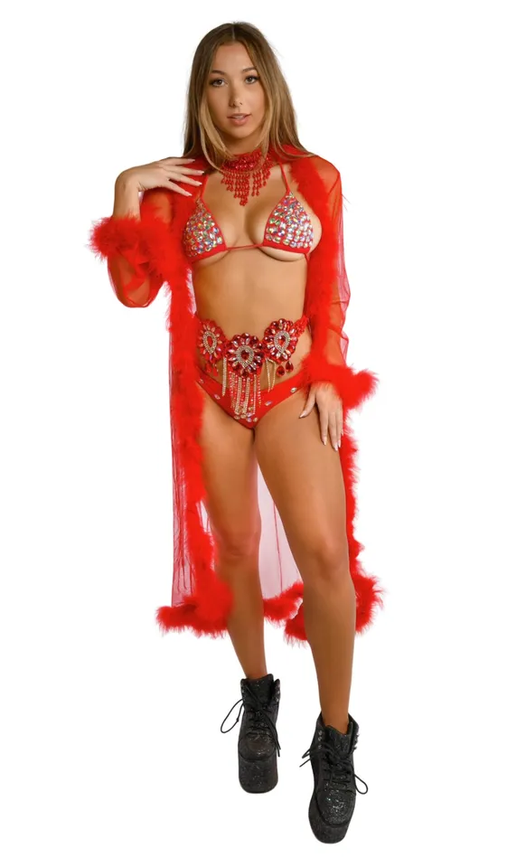 Fuzzy Long Kimono Daisy Red THE LUMI SHOP Rings