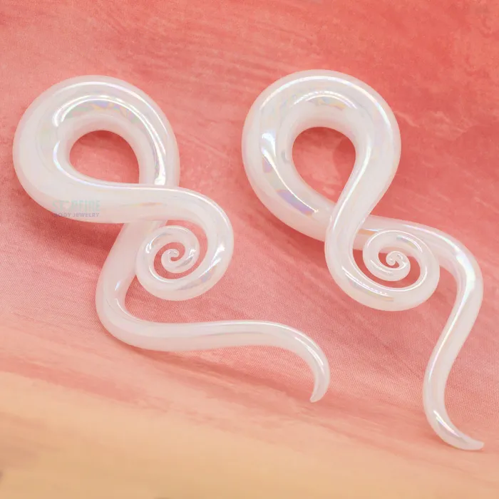 Glass Squids Oil Slick Milk Glassheart Glass Heart Studio Earrings
