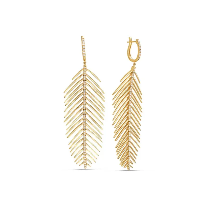 Gold Peacock Feather Earrings Alexis Jae Earrings
