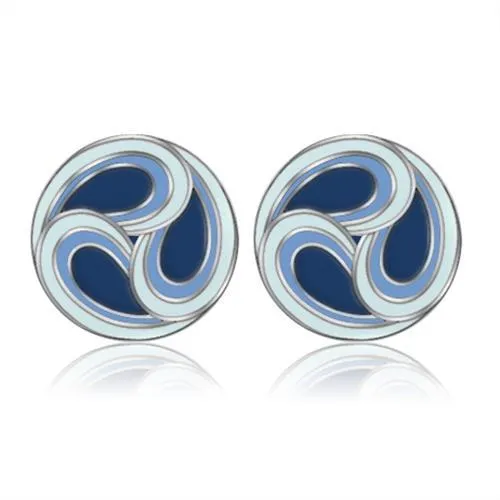 Green Earrings CJ192TK Wholesale Stainless Steel Waterdrop Swirl Enamel Stud Earrings