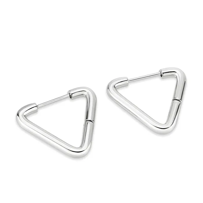 Green Earrings CJ3847 Wholesale Womens Minimalist Stainless Steel Triangle Earrings
