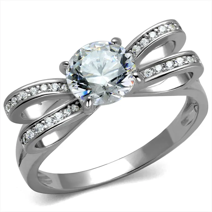 Green Rings CJ470 Wholesale Womens Sterling Silver Ring Rhodium AAA Grade CZ Clear Bow Ring Green Rings CJ470 Wholesale Womens Sterling Silver Ring Rhodium AAA Grade CZ Clear Bow Ring