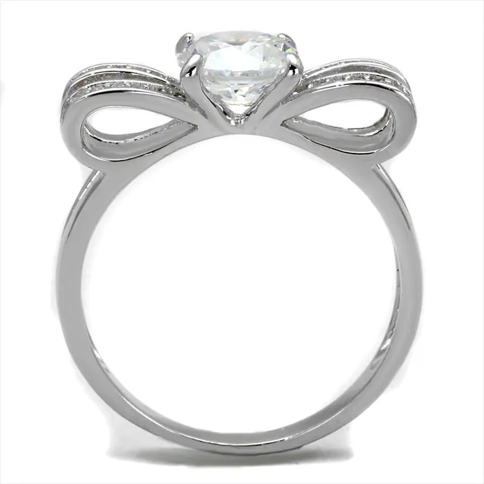 Green Rings CJ470 Wholesale Womens Sterling Silver Ring Rhodium AAA Grade CZ Clear Bow Ring Green Rings CJ470 Wholesale Womens Sterling Silver Ring Rhodium AAA Grade CZ Clear Bow Ring