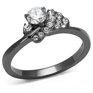 Green Rings CJE3203 Wholesale Womens Stainless Steel IP Light Black Clear AAA Grade CZ Ring Green Rings CJE3203 Wholesale Womens Stainless Steel IP Light Black Clear AAA Grade CZ Ring