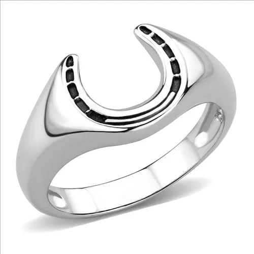 Green Rings CJE3619 Wholesale Mens Stainless Steel Horseshoe Ring