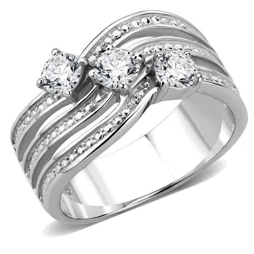 Green Rings CJE3633 Wholesale Womens Stainless Steel AAA Grade CZ Clear Three Stone Ring Green Rings CJE3633 Wholesale Womens Stainless Steel AAA Grade CZ Clear Three Stone Ring