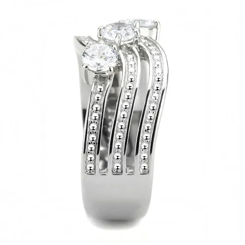 Green Rings CJE3633 Wholesale Womens Stainless Steel AAA Grade CZ Clear Three Stone Ring Green Rings CJE3633 Wholesale Womens Stainless Steel AAA Grade CZ Clear Three Stone Ring