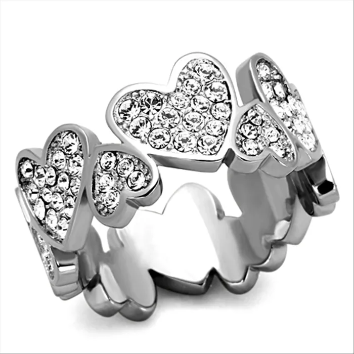 Green Rings CJG2056 Stainless Steel Top Grade Crystal Ring