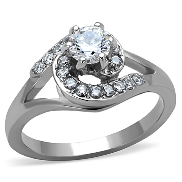 Green Rings CJG2098 Stainless Steel AAA Grade CZ Ring