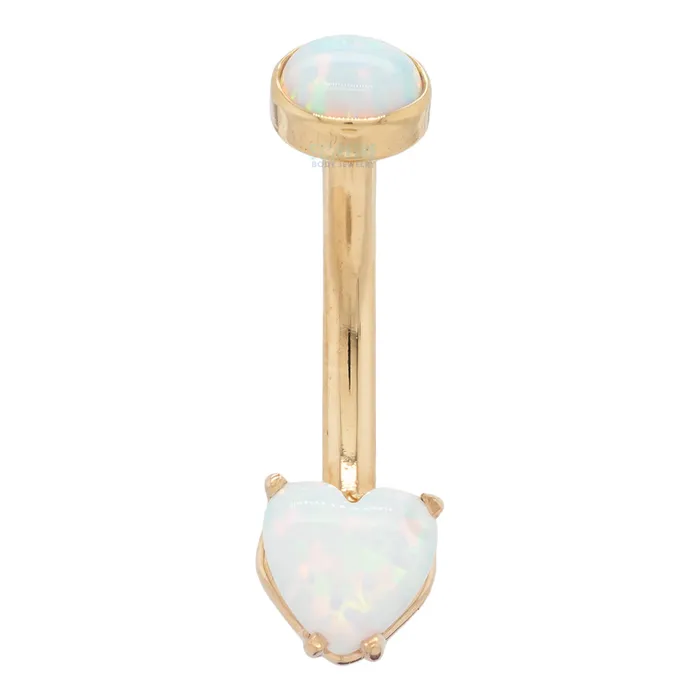 HeartCut Opal Cabochon Navel Curve in Gold Anatometal Rings