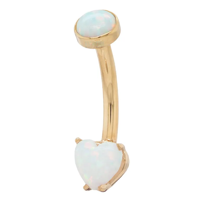 HeartCut Opal Cabochon Navel Curve in Gold Anatometal Rings