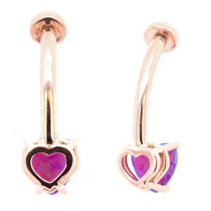 HeartCut Opal Cabochon Navel Curve in Gold Anatometal Rings