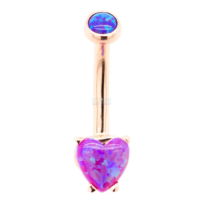 HeartCut Opal Cabochon Navel Curve in Gold Anatometal Rings