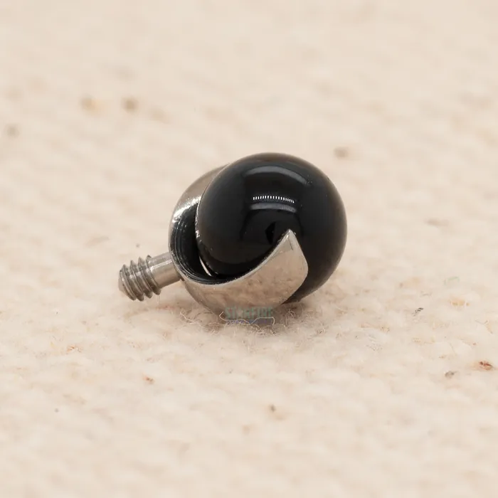 Industrial Strength IS Earrings 4mm 2 Prong Natural Stone Ball Threaded End BO Black Onyx