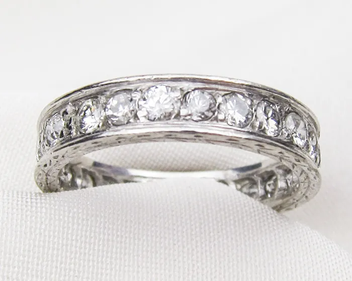 Isadoras A Art Deco White Gold Diamond Eternity Band Rings