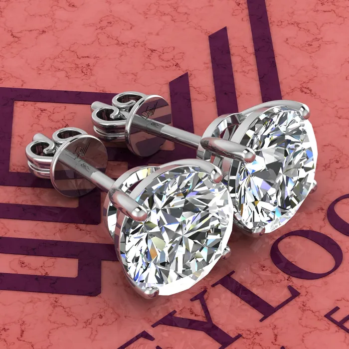 Leyloon Jewelry 5 CT x2 Round Cut Stud D Color Basket Moissanite Earrings Earrings