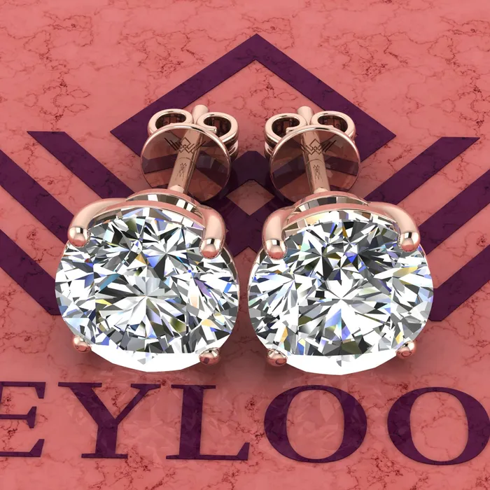 Leyloon Jewelry 5 CT x2 Round Cut Stud D Color Basket Moissanite Earrings Earrings