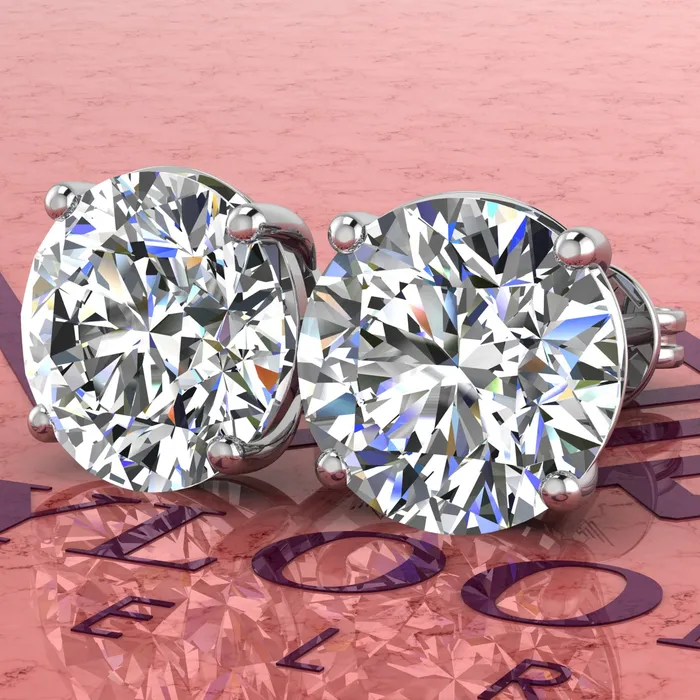 Leyloon Jewelry 5 CT x2 Round Cut Stud D Color Basket Moissanite Earrings Earrings
