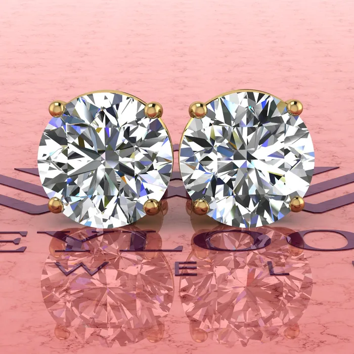 Leyloon Jewelry 5 CT x2 Round Cut Stud D Color Basket Moissanite Earrings Earrings