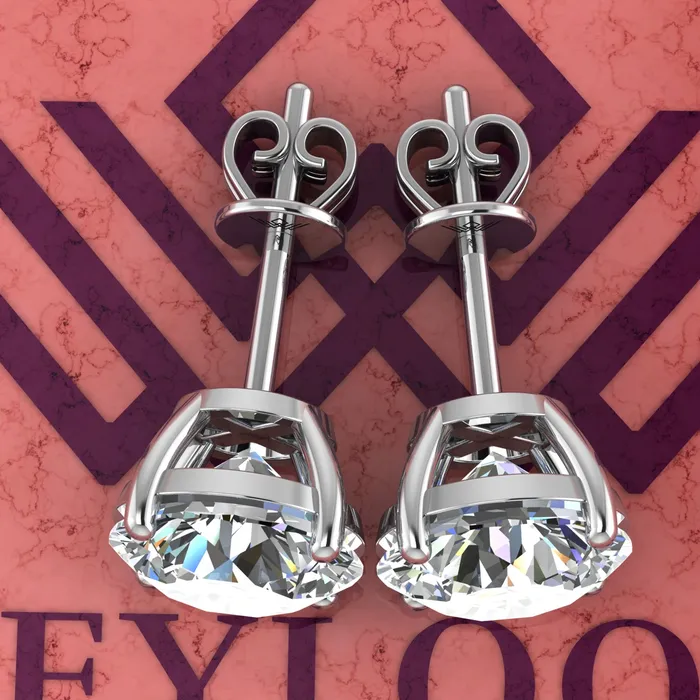 Leyloon Jewelry 5 CT x2 Round Cut Stud D Color Basket Moissanite Earrings Earrings