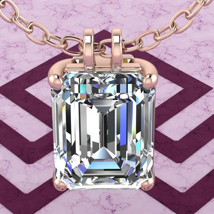 Leyloon Jewelry Necklaces 85 CT Medium Emerald Cut Solitaire Basket Moissanite Necklace D Color Leyloon Jewelry Necklaces 85 CT Medium Emerald Cut Solitaire Basket Moissanite Necklace D Color