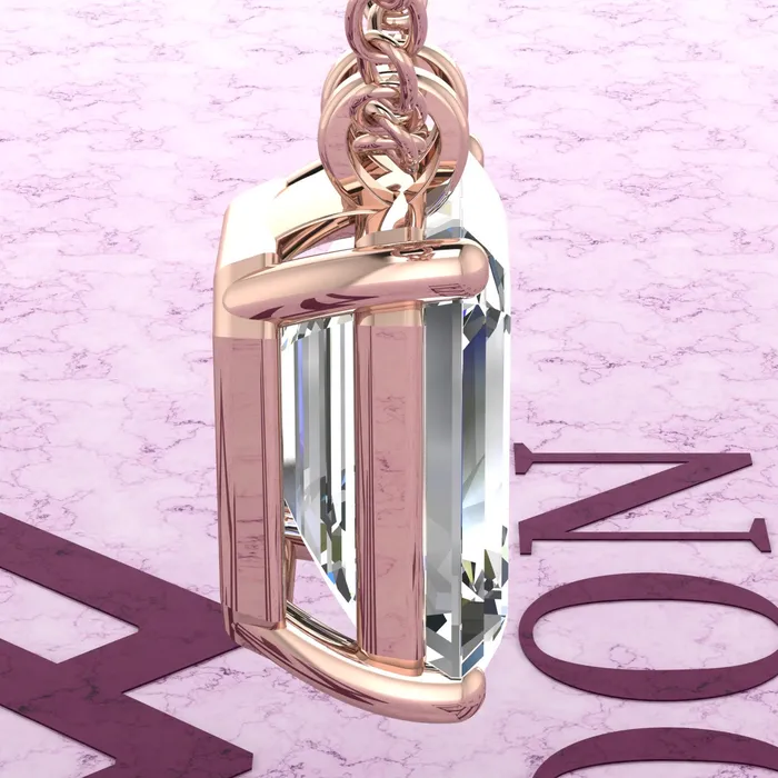 Leyloon Jewelry Necklaces 85 CT Medium Emerald Cut Solitaire Basket Moissanite Necklace D Color