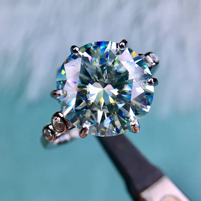 Leyloon Jewelry Rings 5 Carat Round Cut Moissanite Ring 6 Prong 5stone Scalloped Certified VVS D Color Leyloon Jewelry Rings 5 Carat Round Cut Moissanite Ring 6 Prong 5stone Scalloped Certified VVS D Color