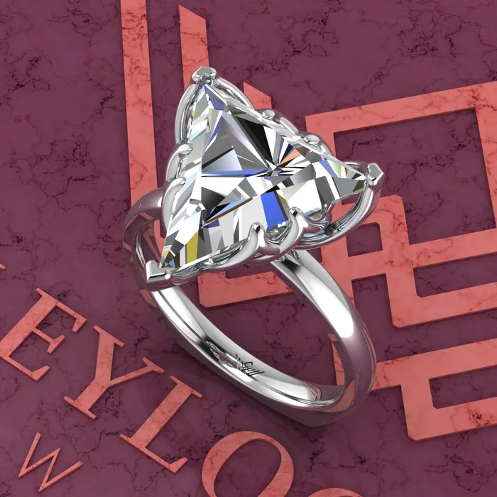 Leyloon Jewelry Rings 6 Carat Triangle Cut Tulip Set 9 Prong Solitaire Euro Shank D Color Moissanite Ring