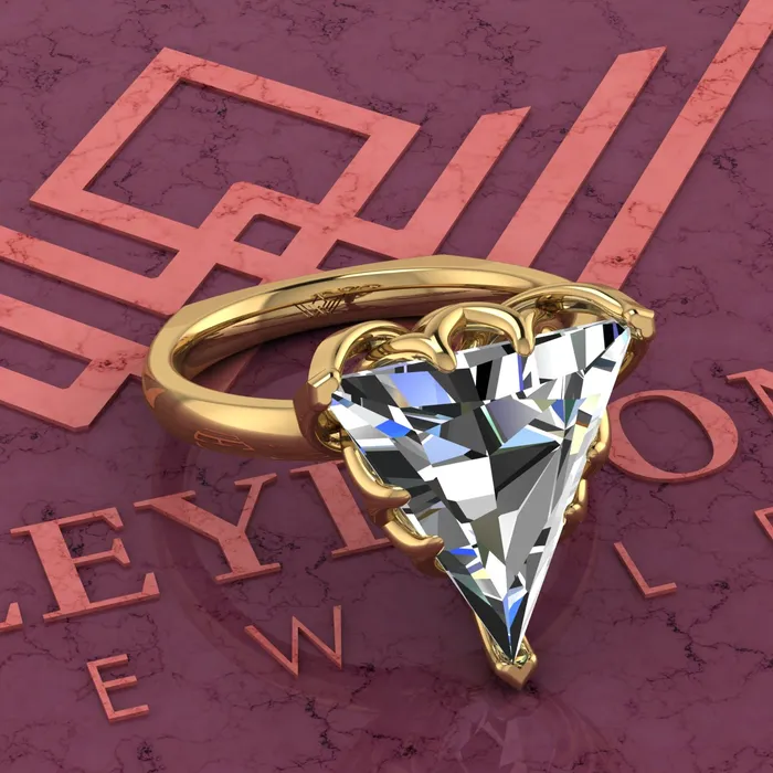 Leyloon Jewelry Rings 6 Carat Triangle Cut Tulip Set 9 Prong Solitaire Euro Shank D Color Moissanite Ring