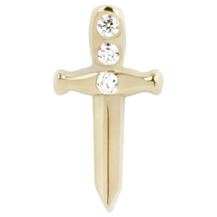 Maya Jewelry Earrings threadless Choose Your Weapon End in Gold with CZs