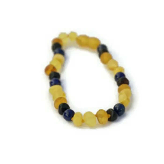 MB Bracelets ADHD Arthritis Carpal Tunnel Raw Multi Lapis Amber Bracelet 825