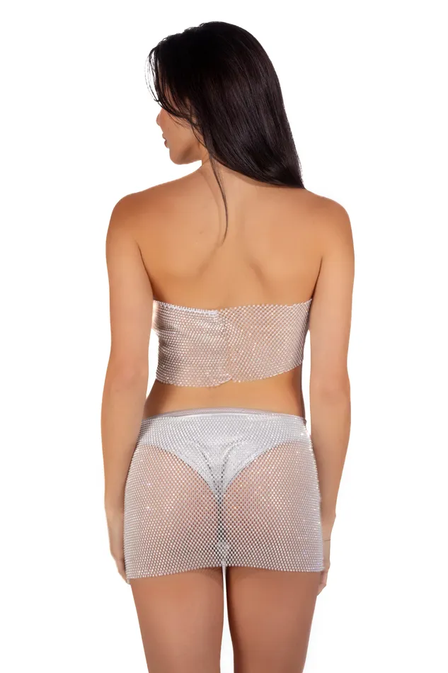 Mesh Fishnet Skirt White Cross Tie THE LUMi SHOP Necklaces