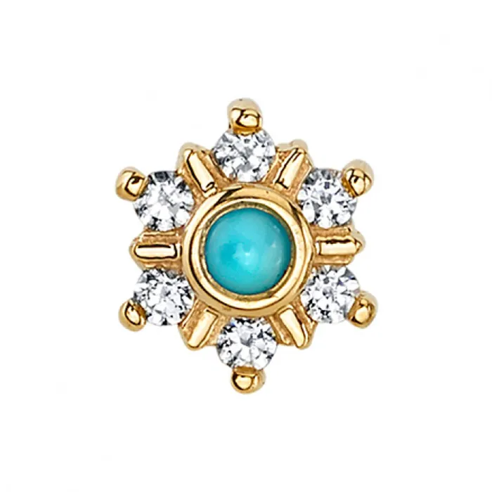 Mini Toltec Threaded End in Gold with Diamond Turquoise Body Vision BVLA Earrings