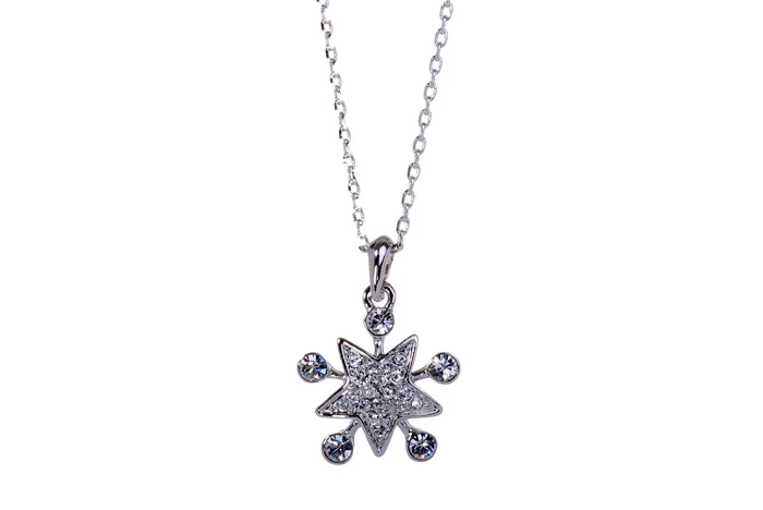 N7148 Abstract Star Rhodium Plated Swarovski Elements Pendant Necklace Red Necklaces N7148 Abstract Star Rhodium Plated Swarovski Elements Pendant Necklace Red Necklaces