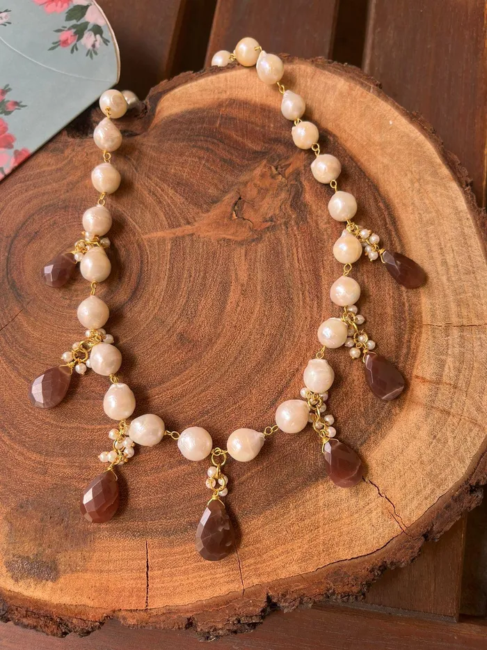 Necklaces Attrangi Baroque Necklace with Stones