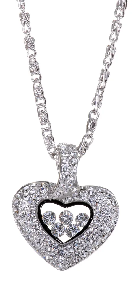 Necklaces Red N7104 Rhodium Swarovski Elements Heart Box Necklace Crystal