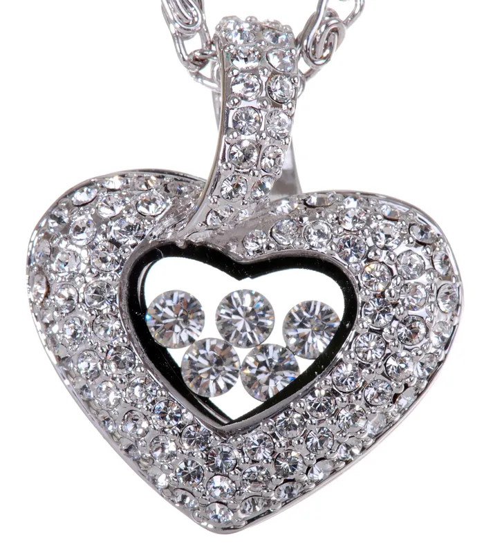 Necklaces Red N7104 Rhodium Swarovski Elements Heart Box Necklace Crystal