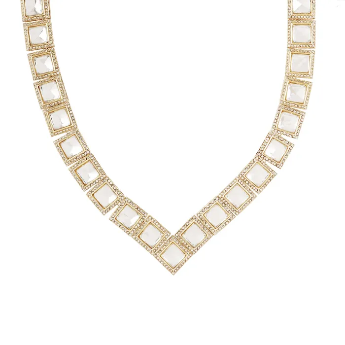 Necklaces Teejh Moksha Light Gold Uncut Stone Necklace Set Teejh