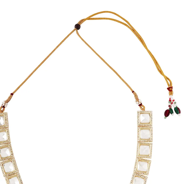 Necklaces Teejh Moksha Light Gold Uncut Stone Necklace Set Teejh