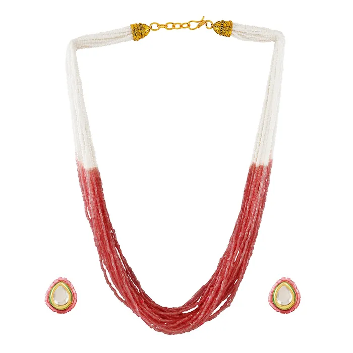 Necklaces Teejh Teejh Noorani White Red Beads Necklace set