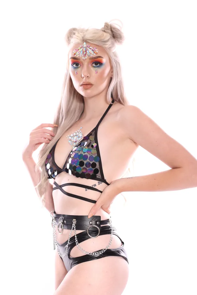 Necklaces THE LUMi SHOP Dark Ocean Sequin Triangle Top