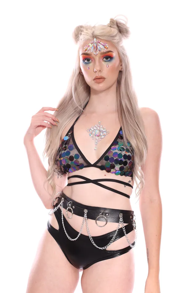 Necklaces THE LUMi SHOP Dark Ocean Sequin Triangle Top